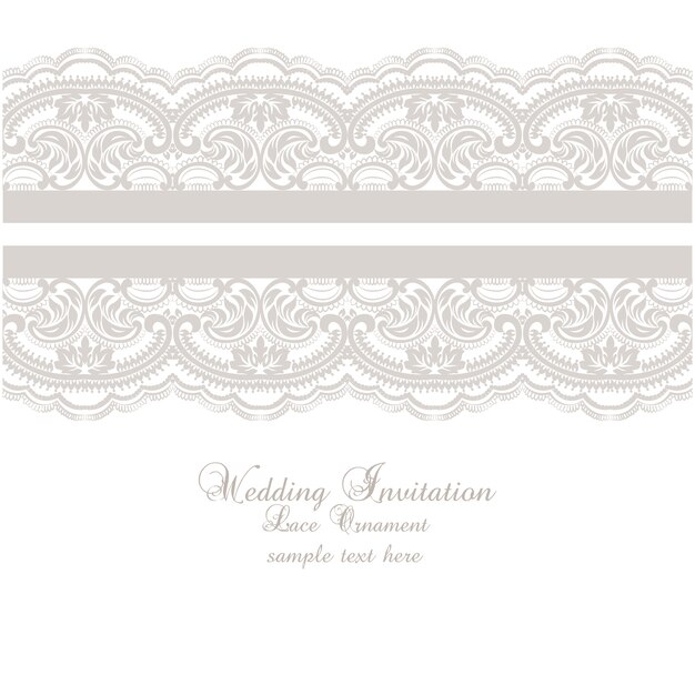 Lace ornament wedding invitation template