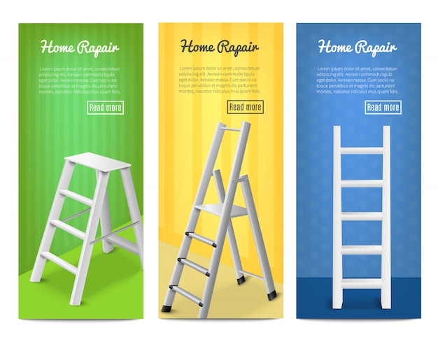 Ladders Realistic  Banners Set