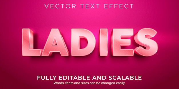 Ladies editable text effect, pink and shiny text style