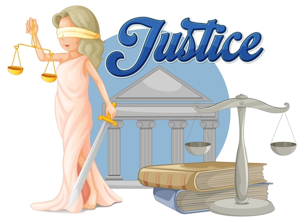 Free Vector lady justice and symbols of law