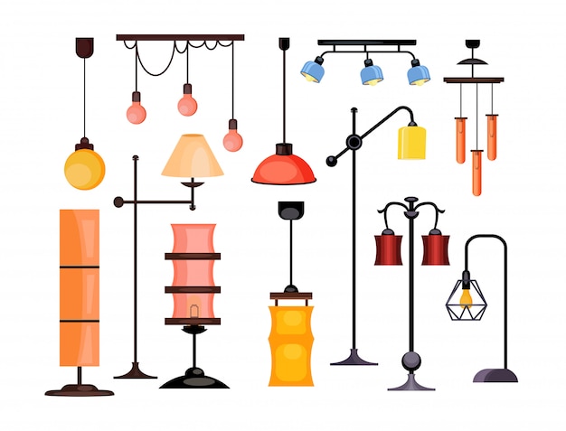 Free vector lamps set illustration