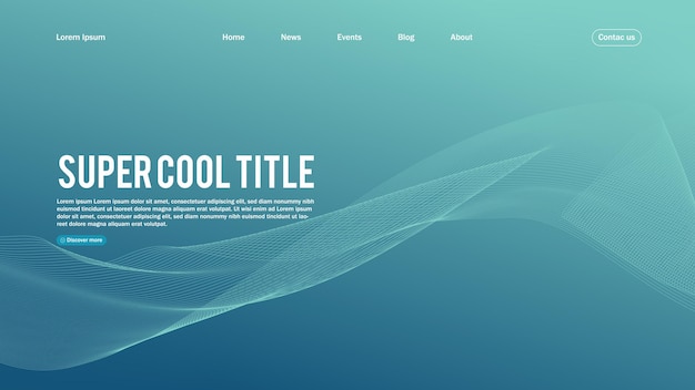 Landing page abstract design. Template for website or app. Colorful abstract minimal wave.