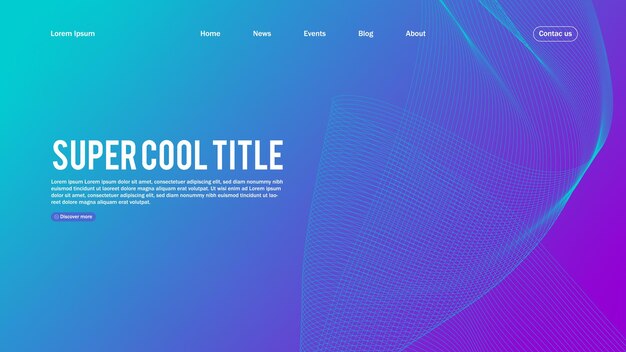 Landing page abstract design. Template for website or app. Colorful abstract minimal wave.