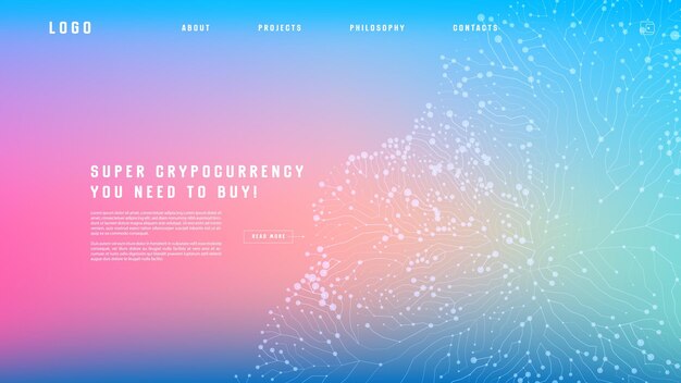 Landing page abstract design with big data Template for website or app