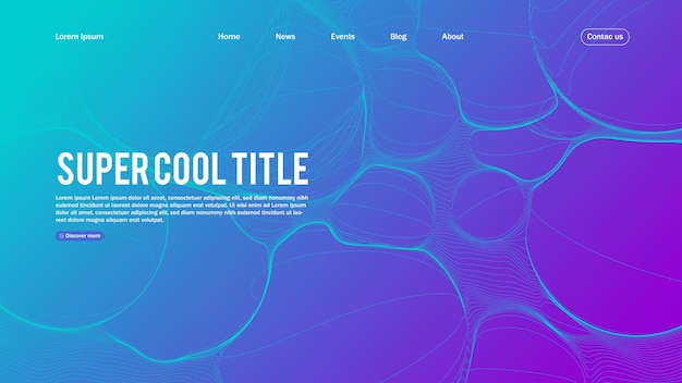 Landing page abstract design with dynamic line bubbles . Template for website or app.