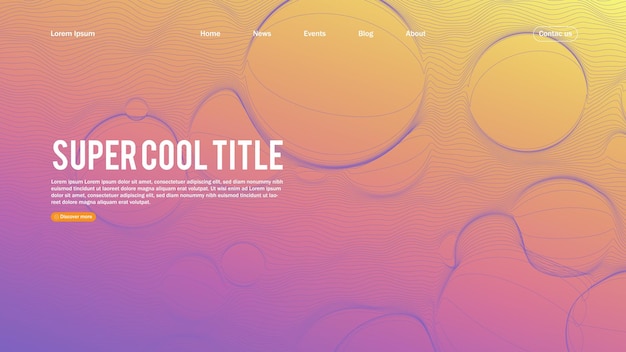 Landing page abstract design with dynamic line bubbles Template for website or app