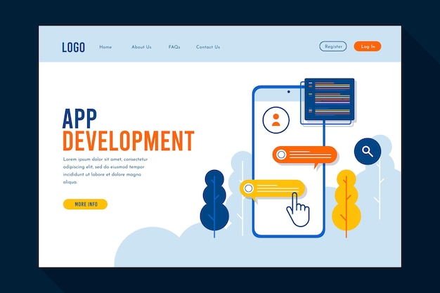 Free vector landing page for application development