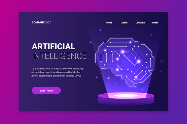 Landing page artificial intelligence template