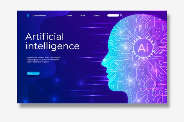 Landing page artificial intelligence template