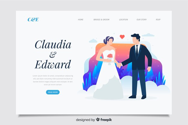 Landing page concept for wedding theme