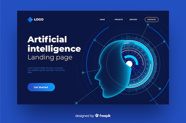 Landing page concept with artificial intelligence