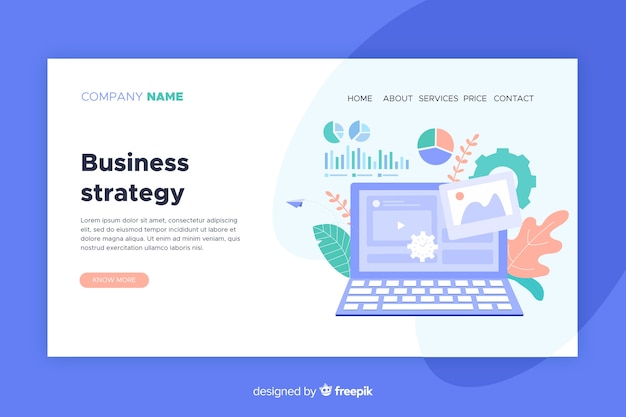 Landing page concept with business strategy