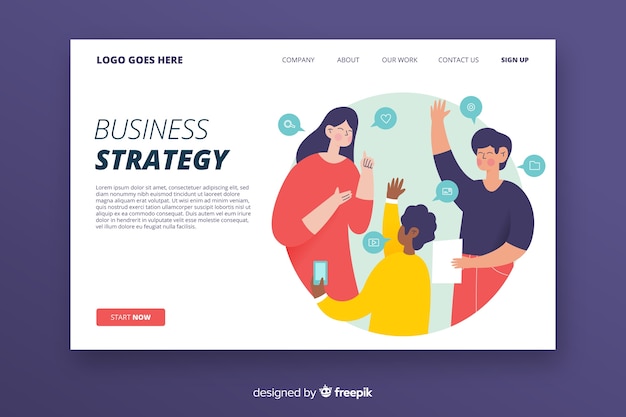 Landing page concept with business strategy