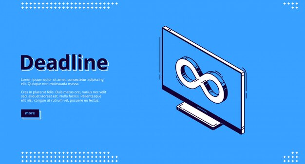 Landing page of deadline with infinity icon