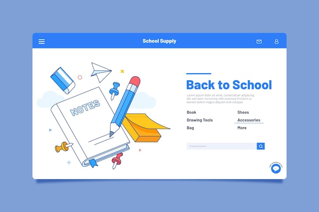 Landing page design back to school event