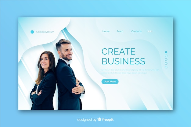 Free Vector landing page made for business with photo template