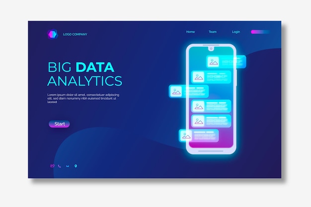 Landing page neon with smartphone