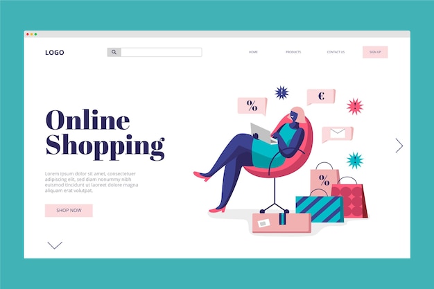 Landing page online shopping concept