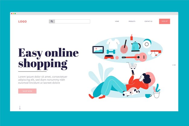 Landing page online shopping design