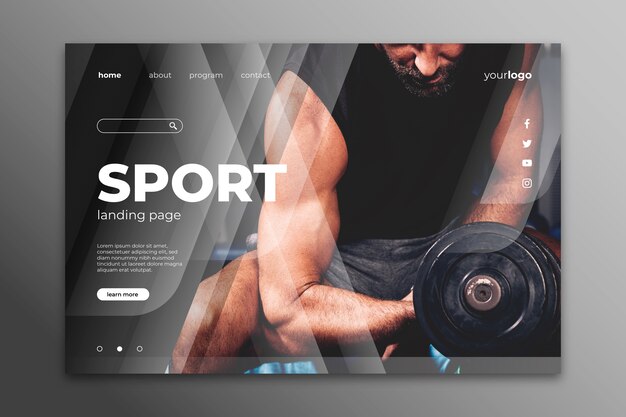 Landing page sport with image