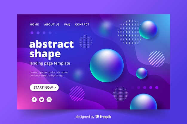 Landing page template in abstract style