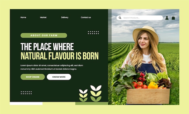 Landing page template for agriculture and farming organic food