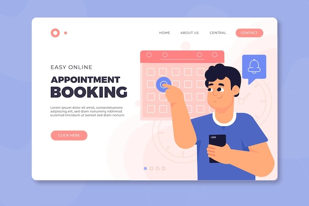 Landing page template for appointment booking