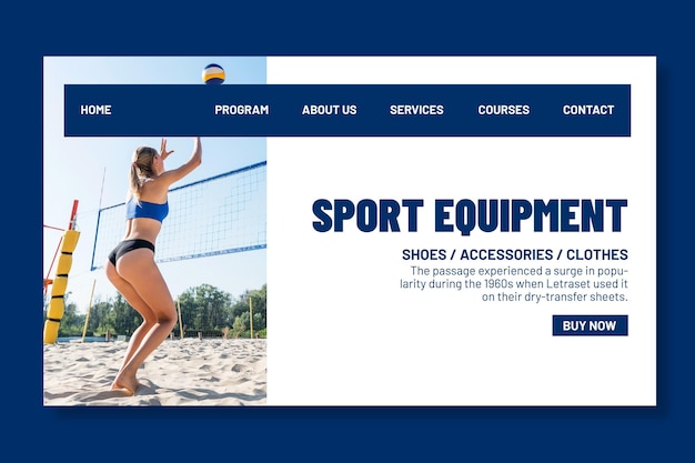 Landing page template for beach volleyball