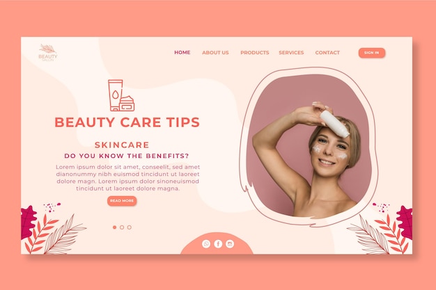 Landing page template for beauty salon