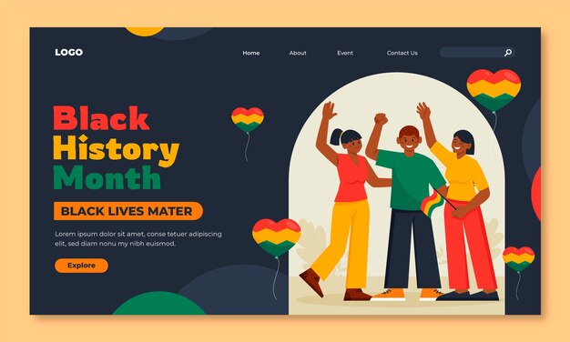 Landing page template for black history month celebration