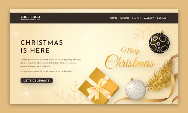 Free vector landing page template for christmas season celebration