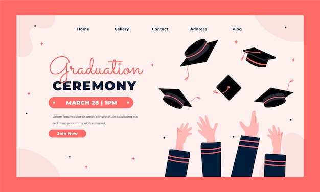 Free vector landing page template for class of 2023 graduation