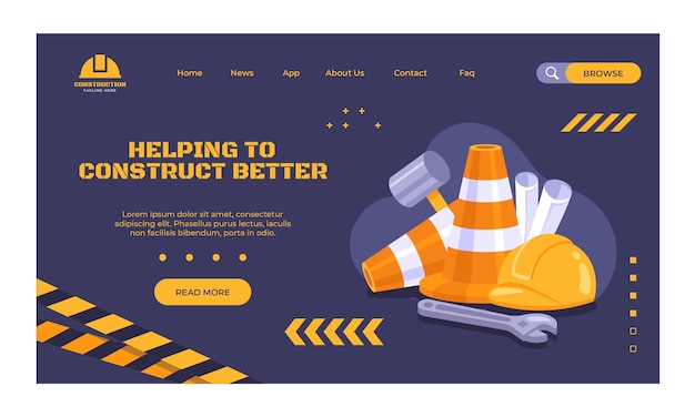 Landing page template for construction domain