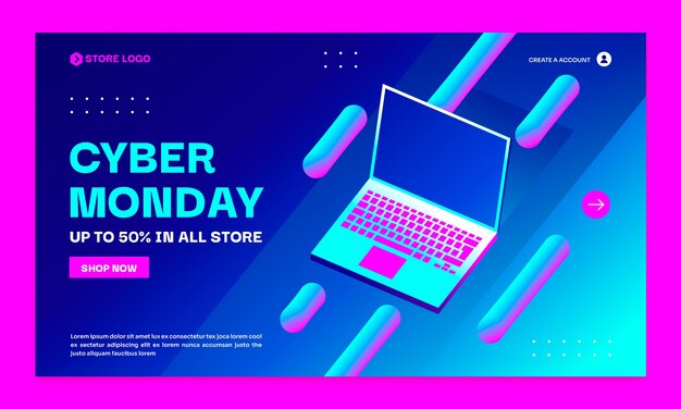 Landing page template for cyber monday sale