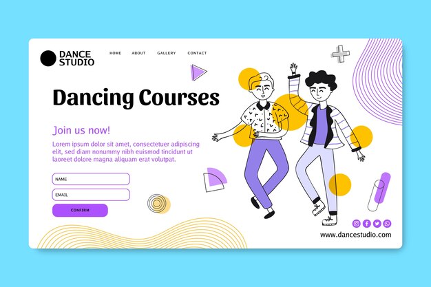 Landing page template for dancing