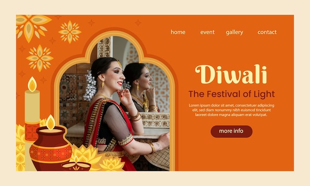 Landing page template for diwali hindu festival celebration