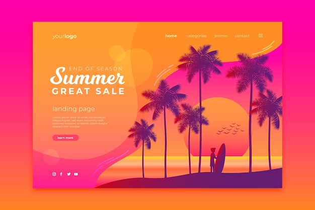 Free vector landing page template end of season summer sale