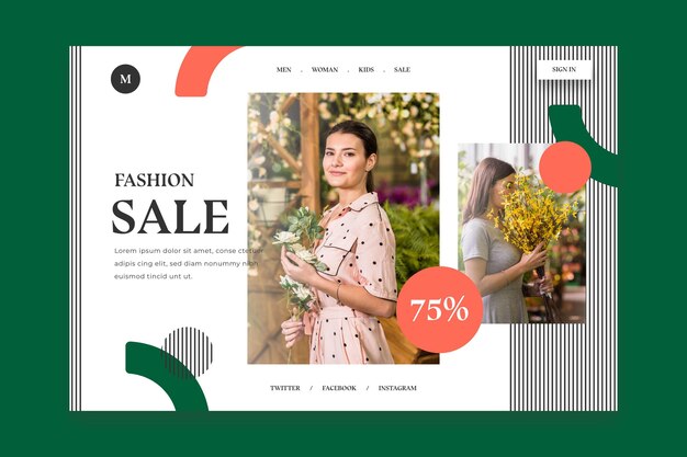 Landing page template for fashion sale