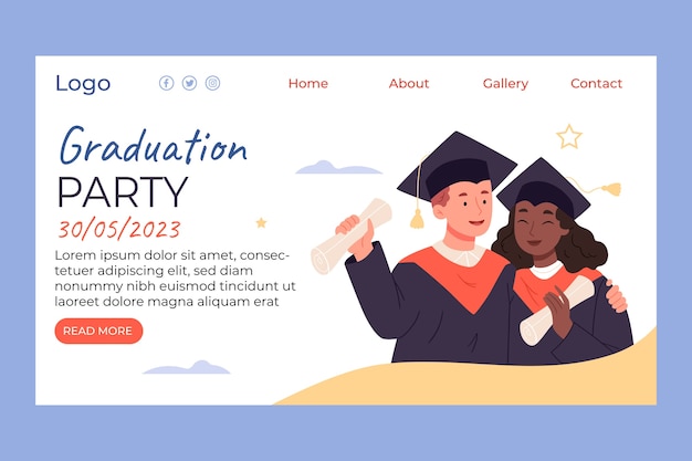 Landing page template for graduation celebration