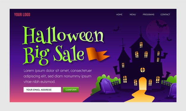 Landing page template for halloween celebration