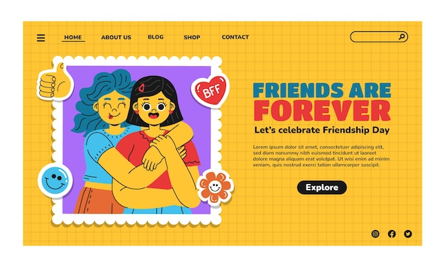 Landing page template for international friendship day celebration