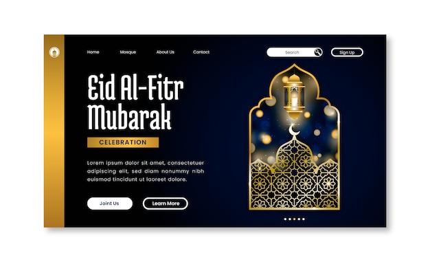 Free Vector landing page template for islamic eid al-fitr celebration