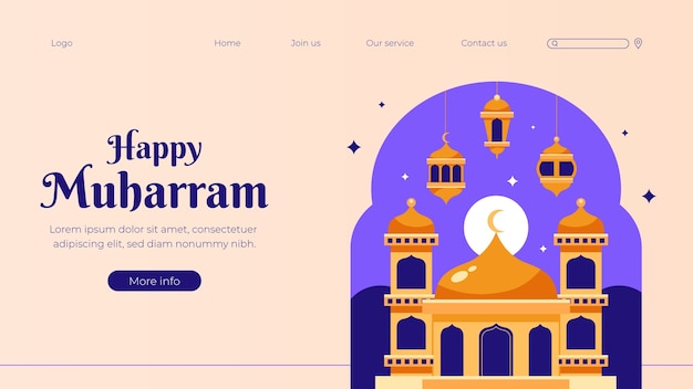 Free Vector landing page template for islamic new year celebration