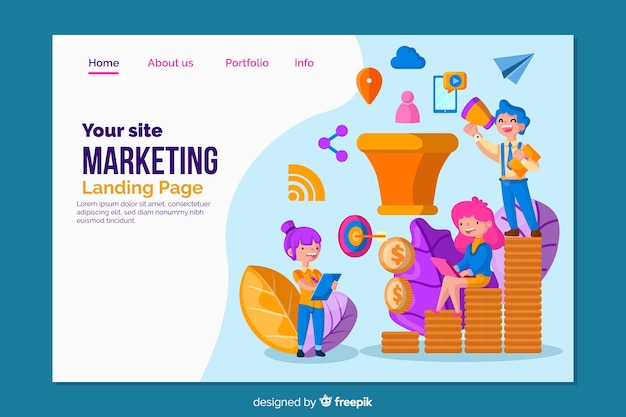 Landing page template for marketing