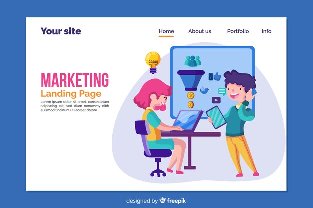 Landing page template for marketing