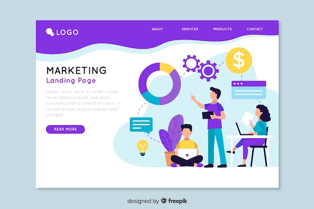 Free Vector landing page template for marketing