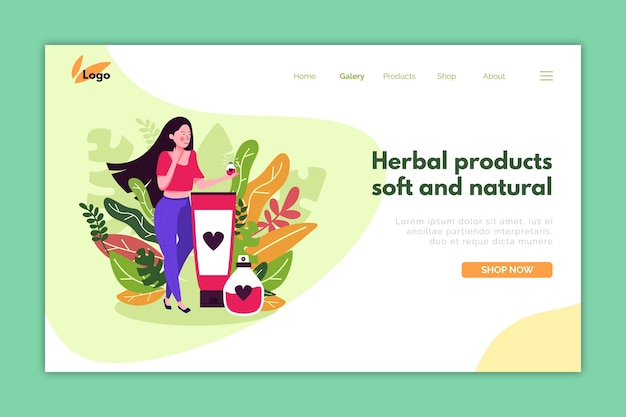 Landing page template for nature cosmetics promotion