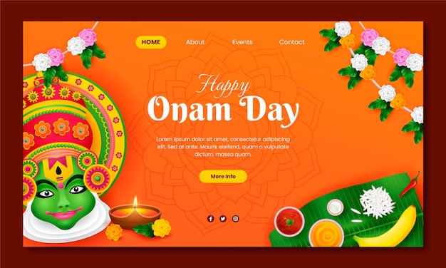 Free Vector landing page template for onam festival celebration