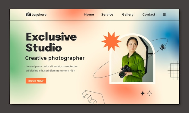 Free Vector landing page template for photography career