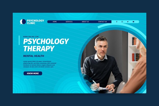 Landing page template for psychology therapy